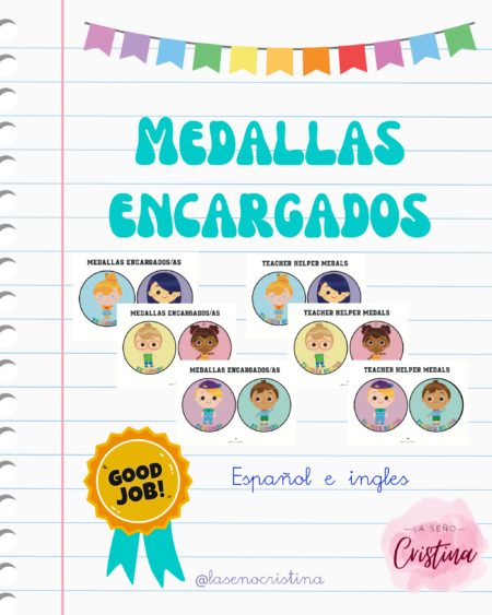 Medallas encargados de clase | Español e inglés